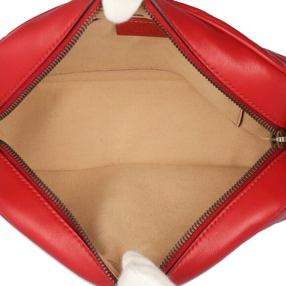 GUCCI Red Leather GG Marmont Shoulder Bag - Picture 6 of 12